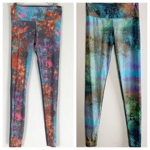 2 Pairs Onzie Galaxy Splatter Print Yoga Leggings